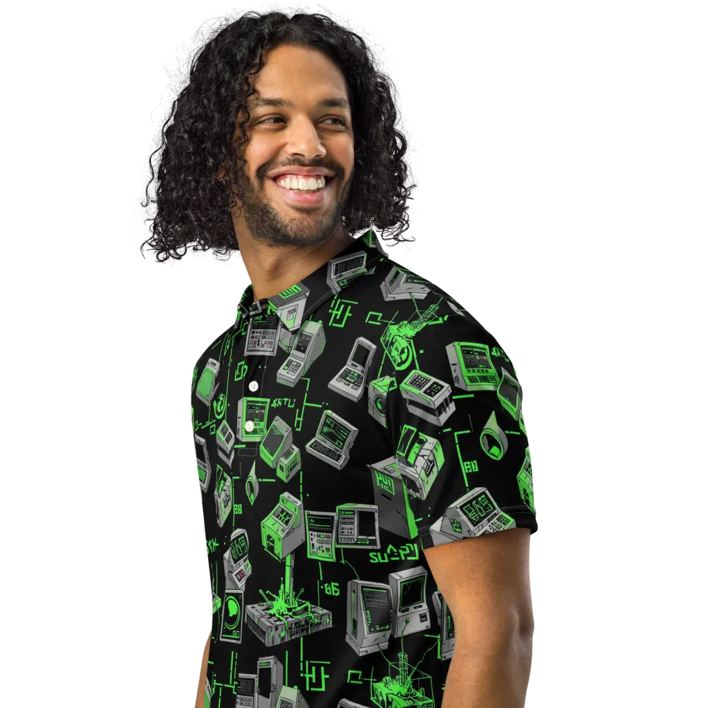Acid Archive on Men's Slim Fit Polo Shirt — Left Front