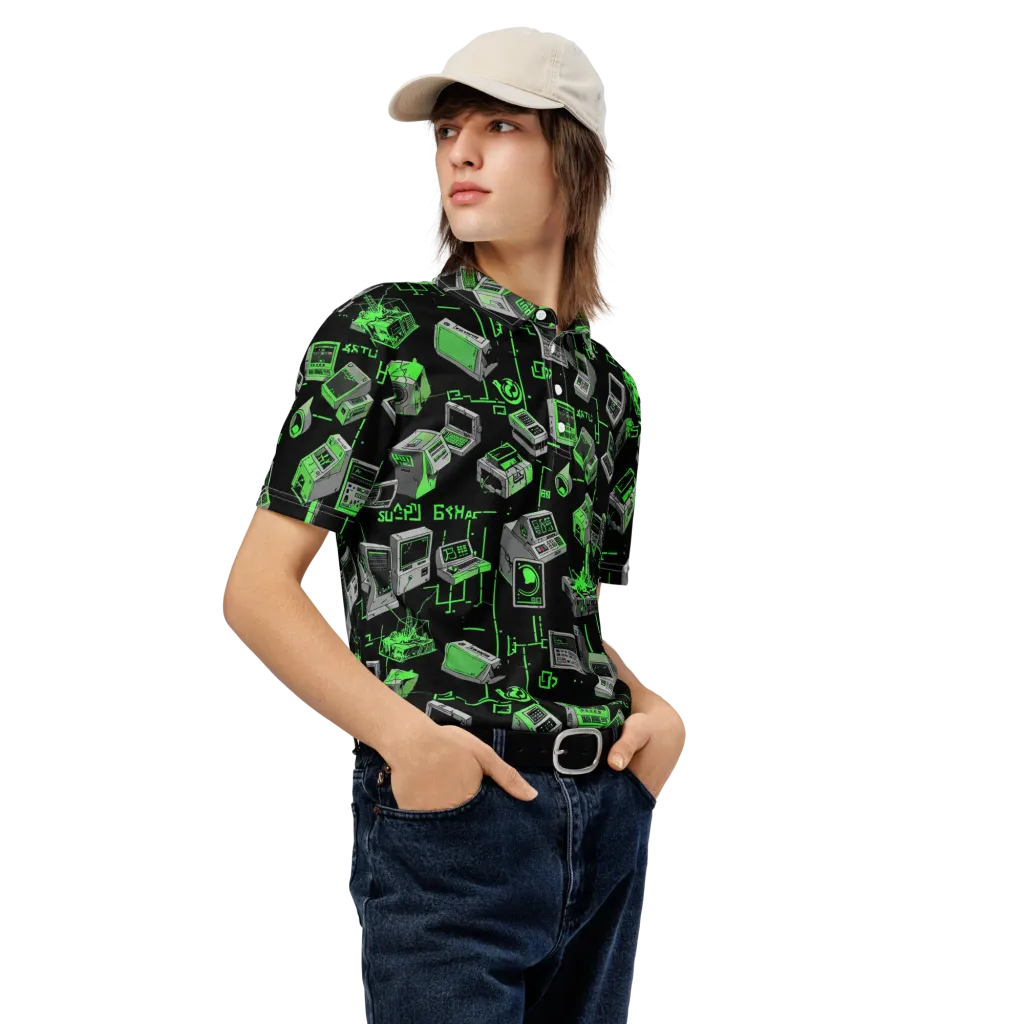 Acid Archive on Men's Slim Fit Polo Shirt — Right Front
