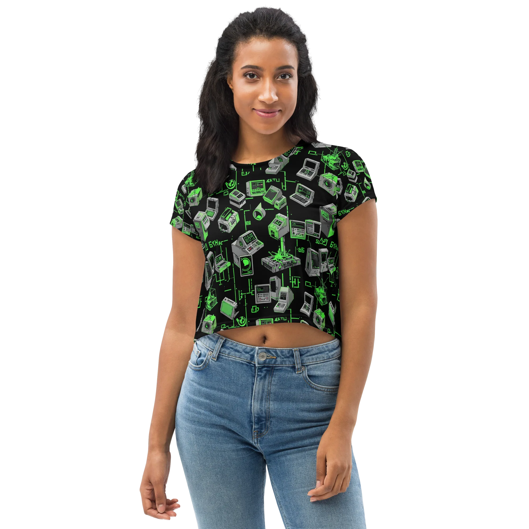 Acid Archive on Crop Tee — Front