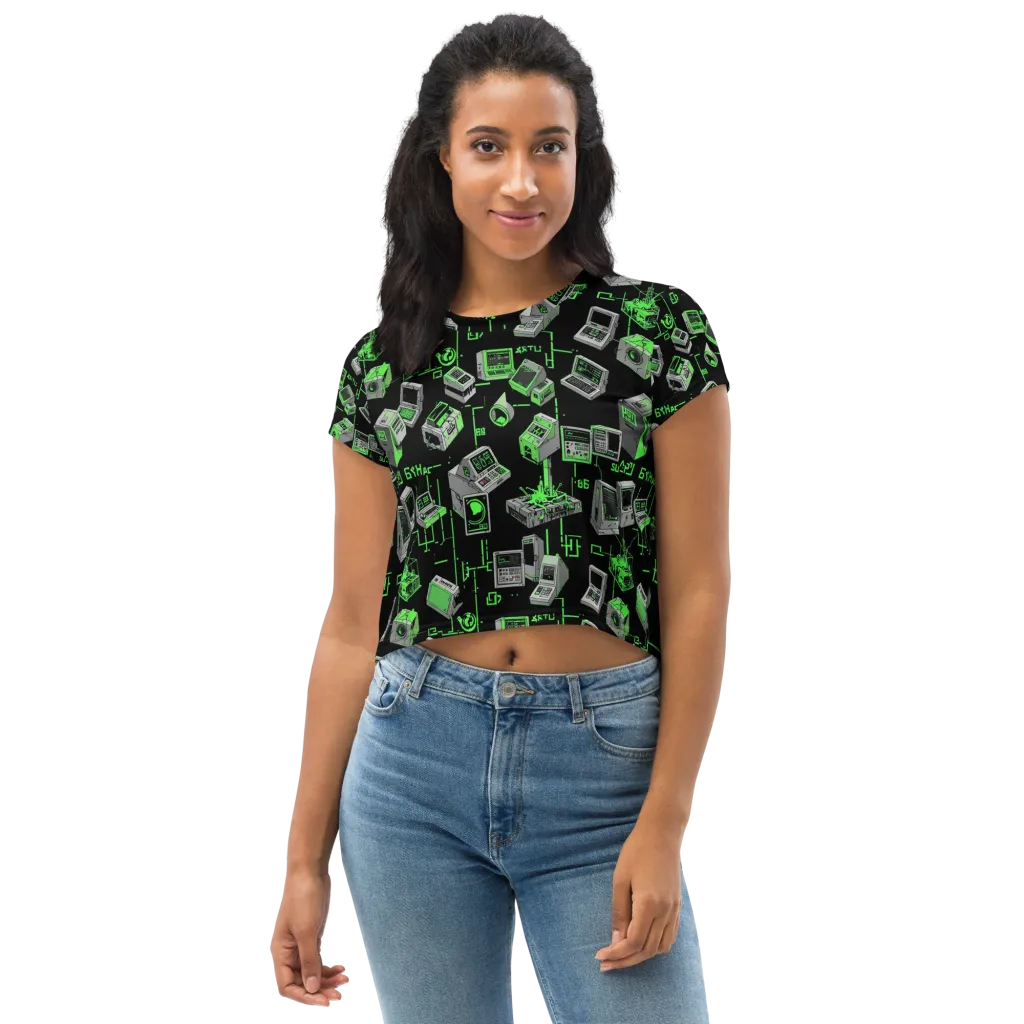 Acid Archive on Crop Tee — Front