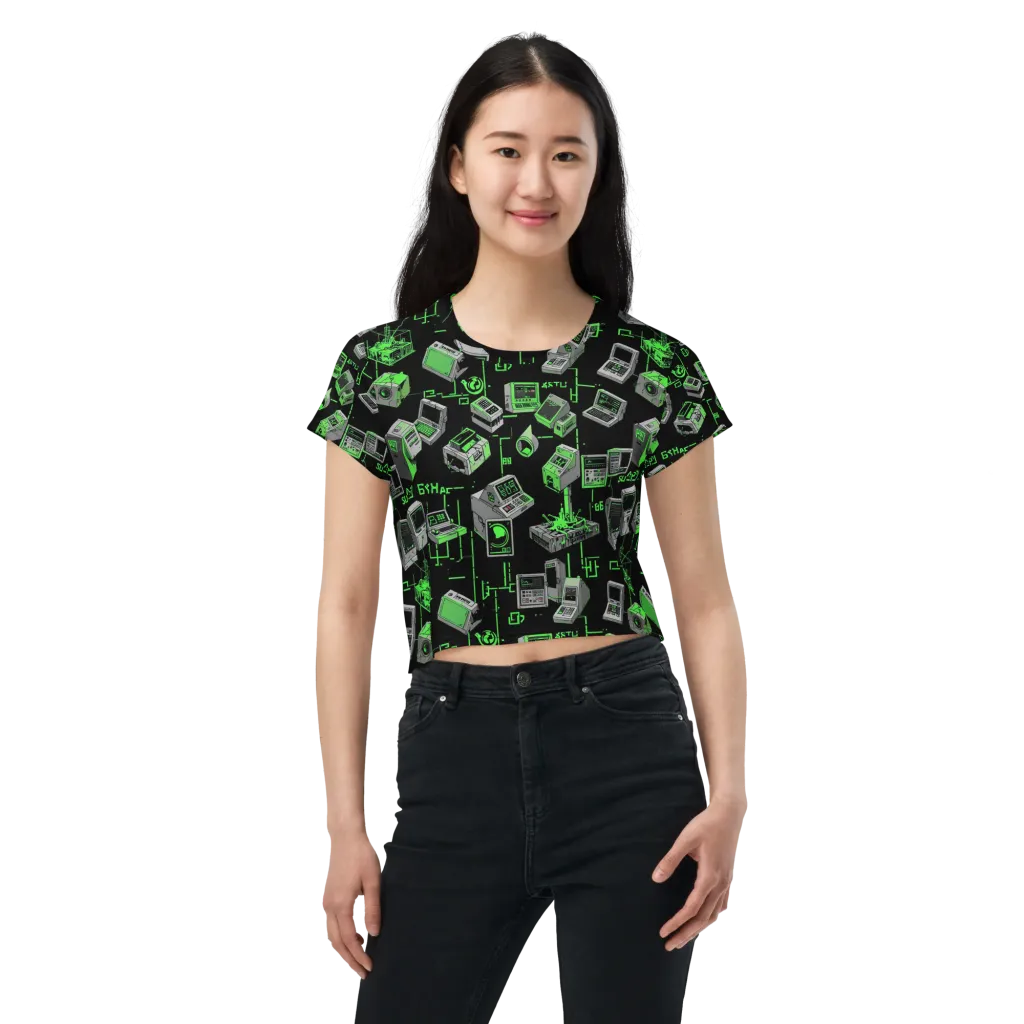 Acid Archive on Crop Tee — Front