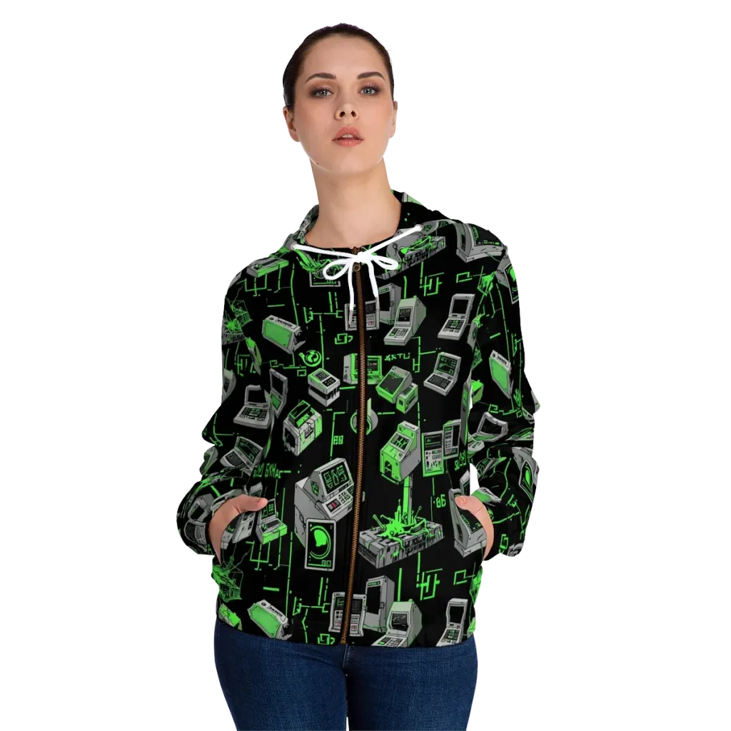 Acid Archive on Women's Full-Zip Hoodie — Front On Person