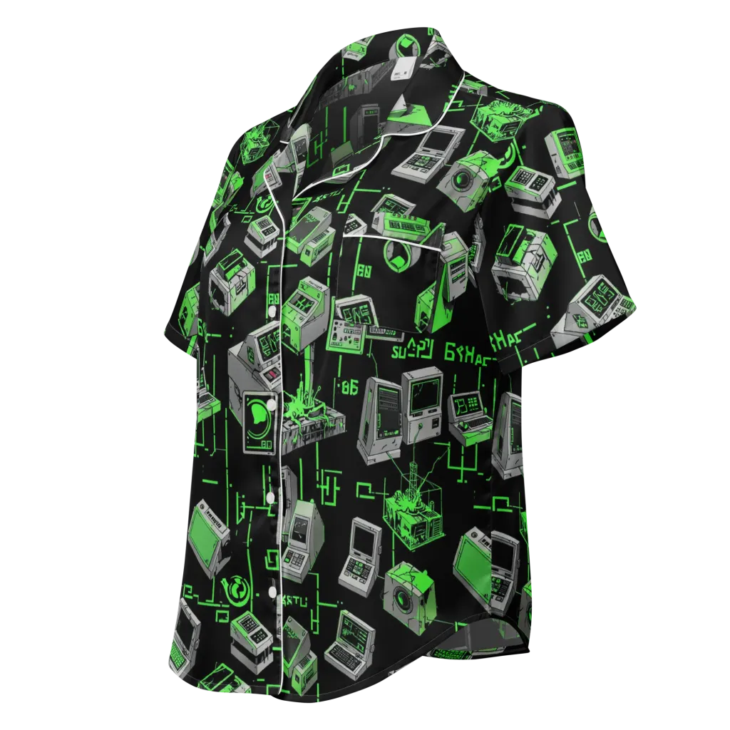 Acid Archive on Women's Short Sleeve Pajama Top — Left Front