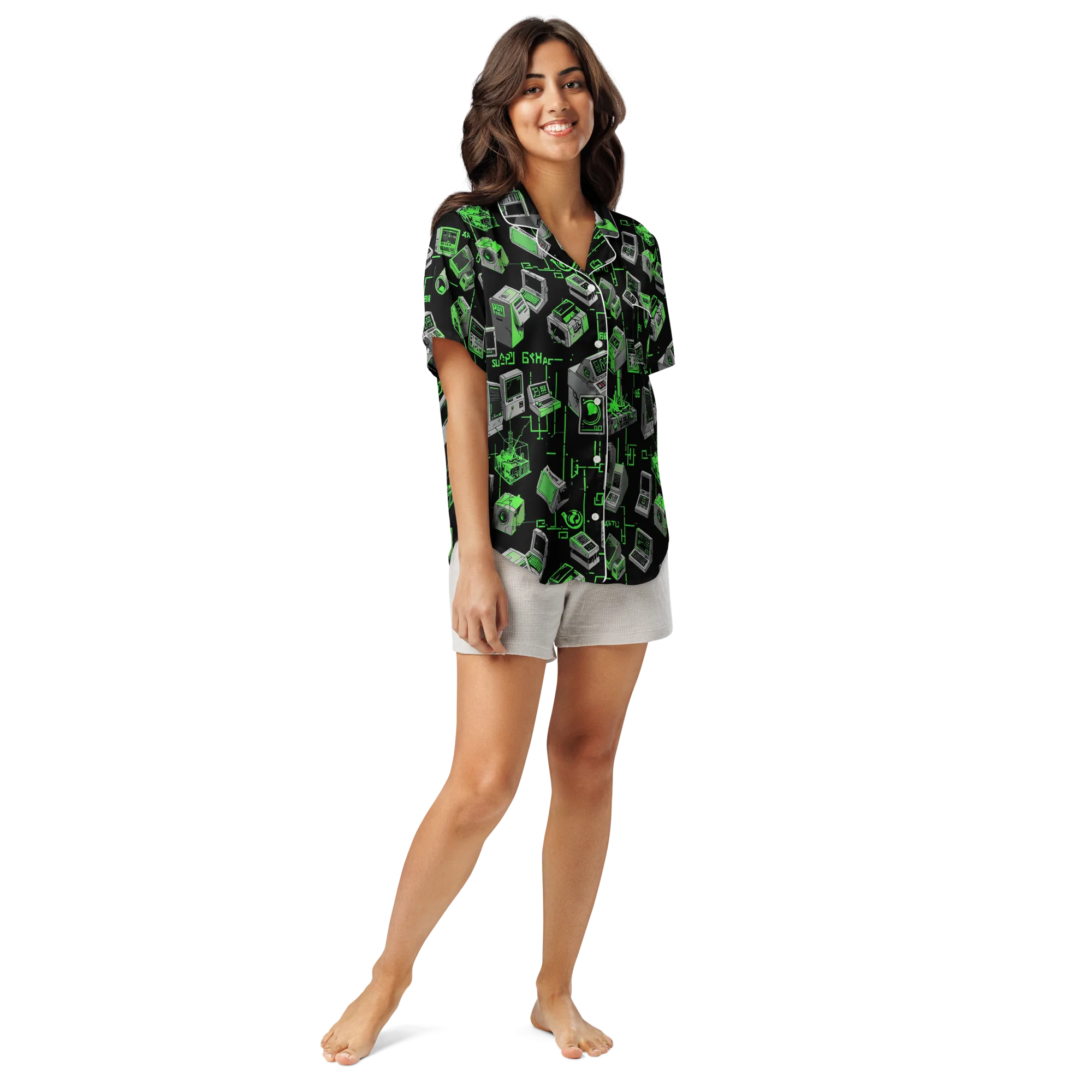 Acid Archive on Women's Short Sleeve Pajama Top — Front