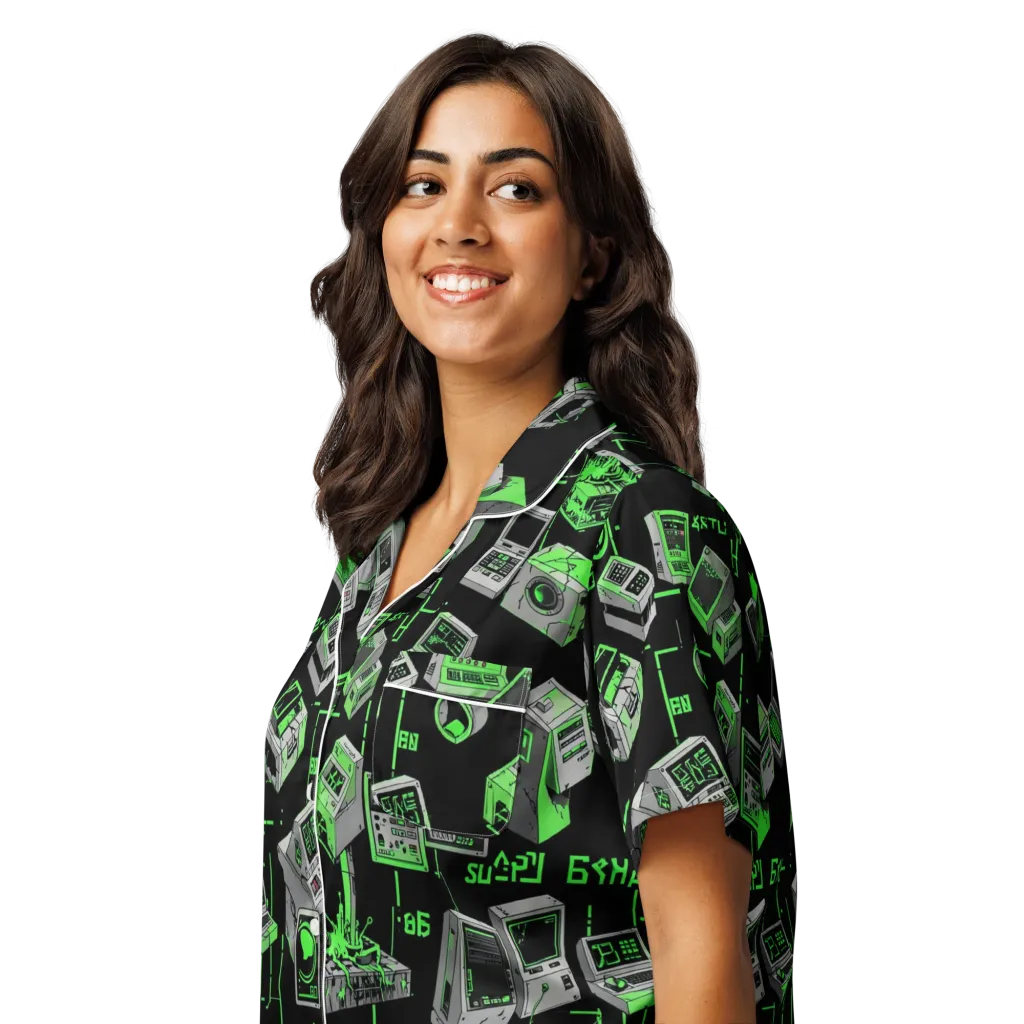 Acid Archive on Women's Short Sleeve Pajama Top — Left Front