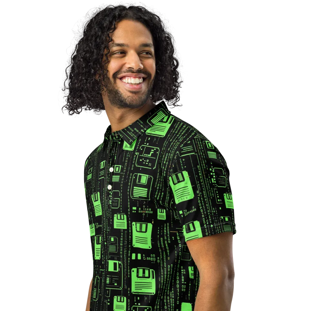 Neon Archive on Men's Slim Fit Polo Shirt — Left Front
