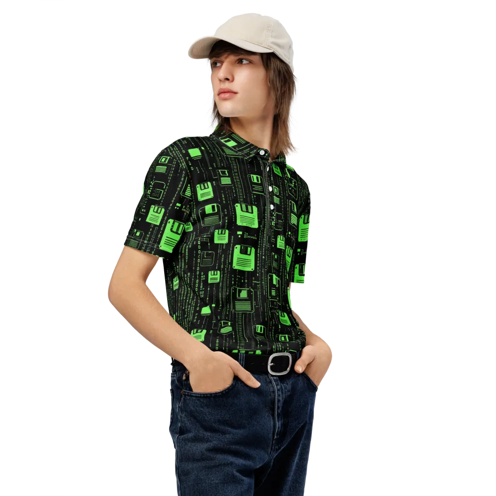 Neon Archive on Men's Slim Fit Polo Shirt — Right Front