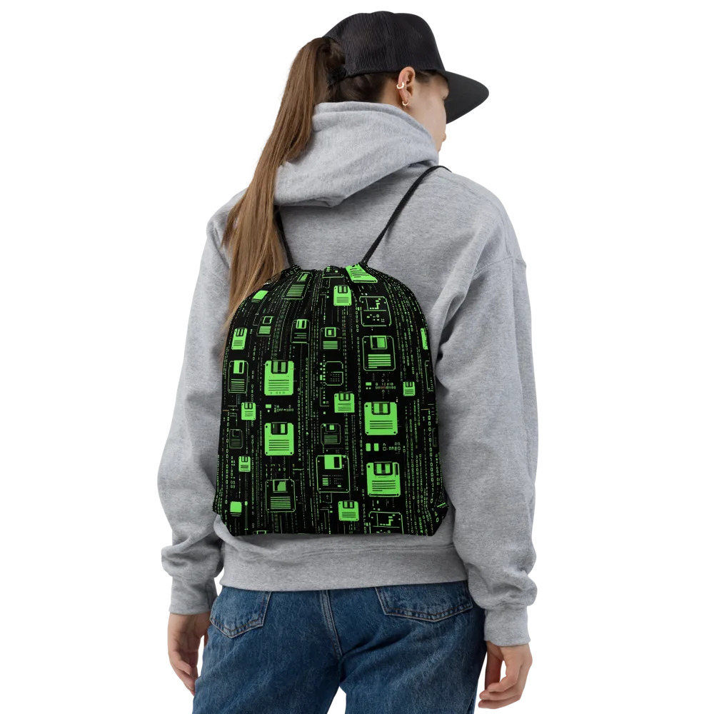 Neon Archive on Drawstring Bag — Front