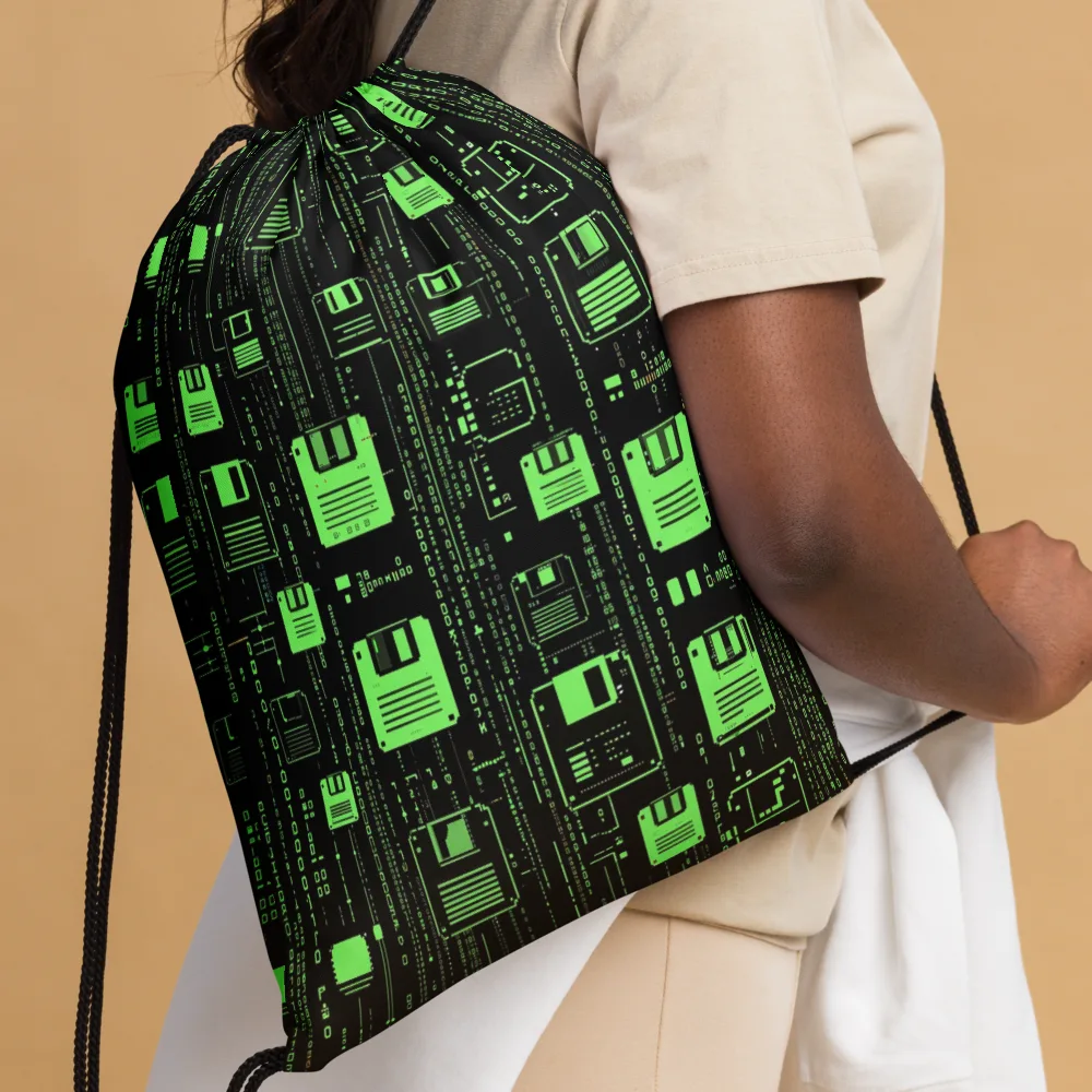Neon Archive on Drawstring Bag — Front