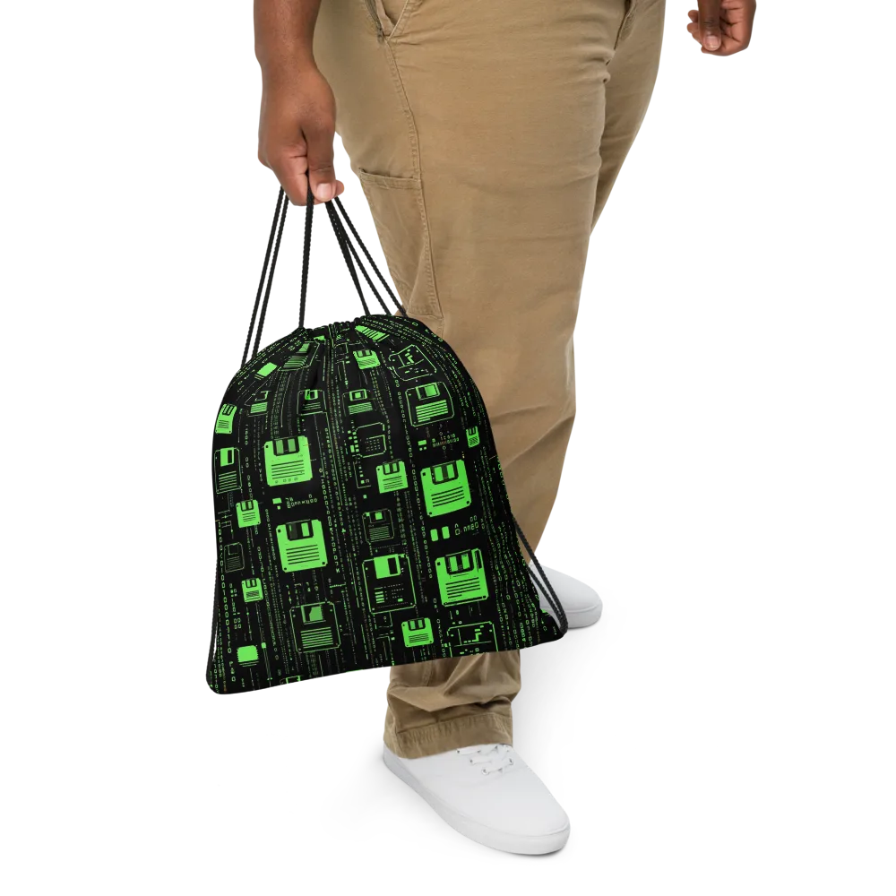 Neon Archive on Drawstring Bag — Front