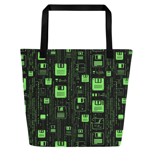 Neon Archive on a Large Tote Bag W/ Pocket