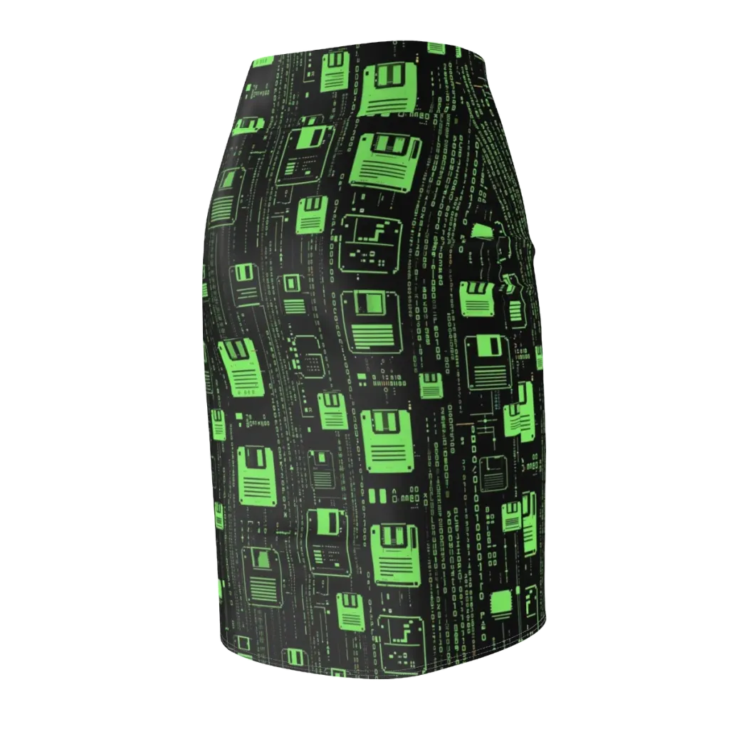 Neon Archive on Pencil Skirt — Back Side