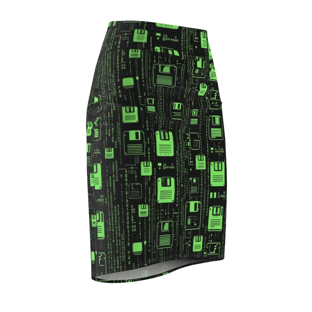 Neon Archive on Pencil Skirt — Front Side