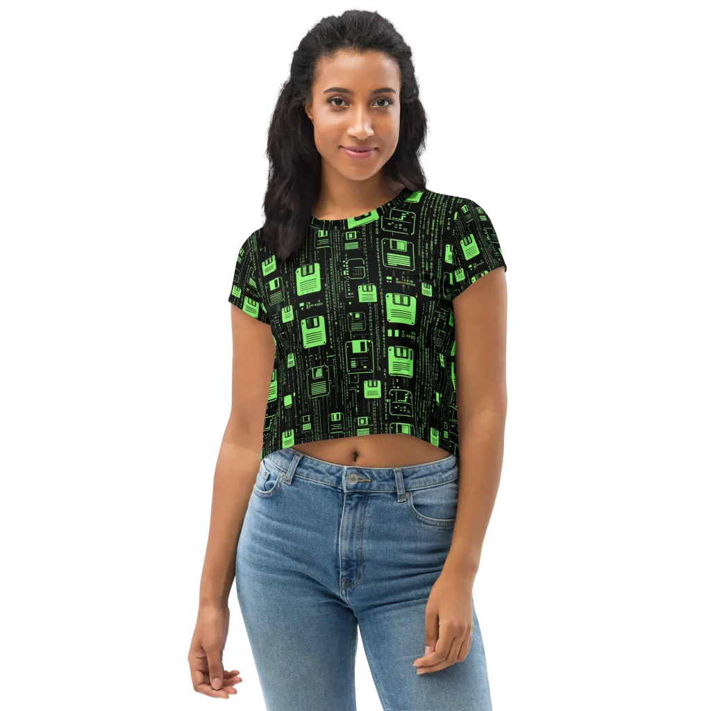 Neon Archive on Crop Tee — Front