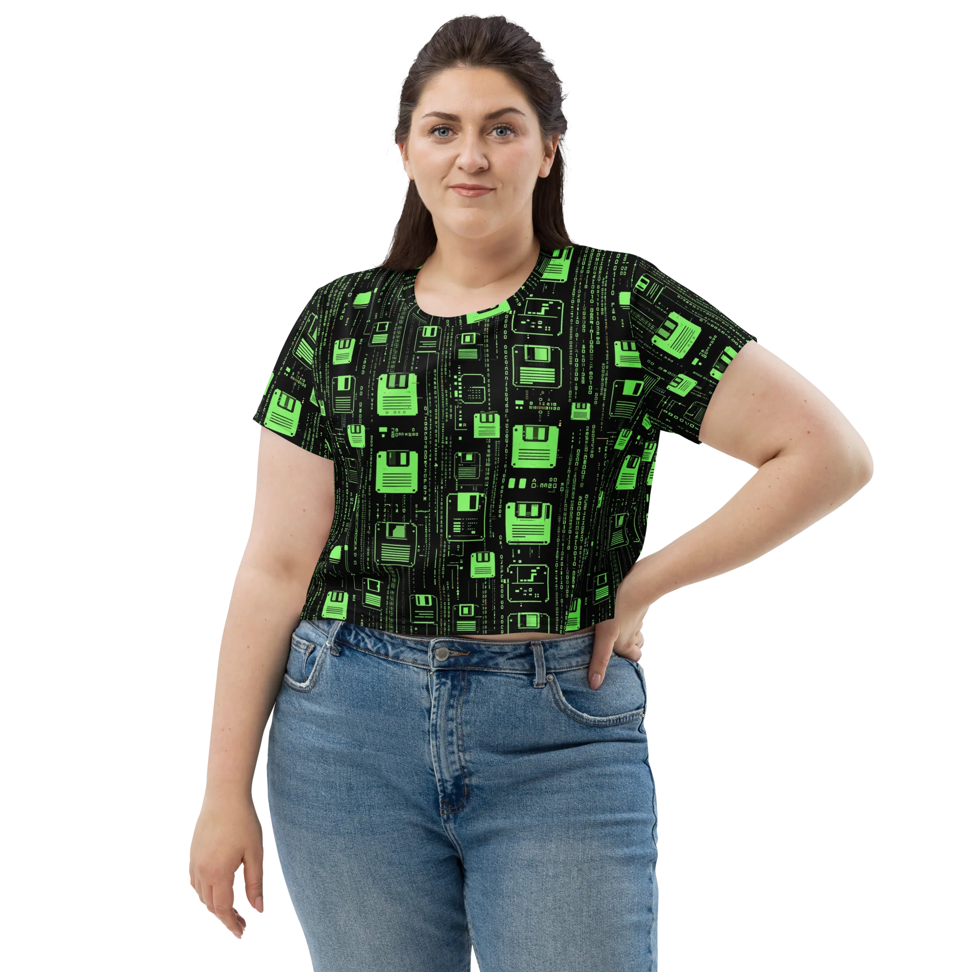 Neon Archive on Crop Tee — Front