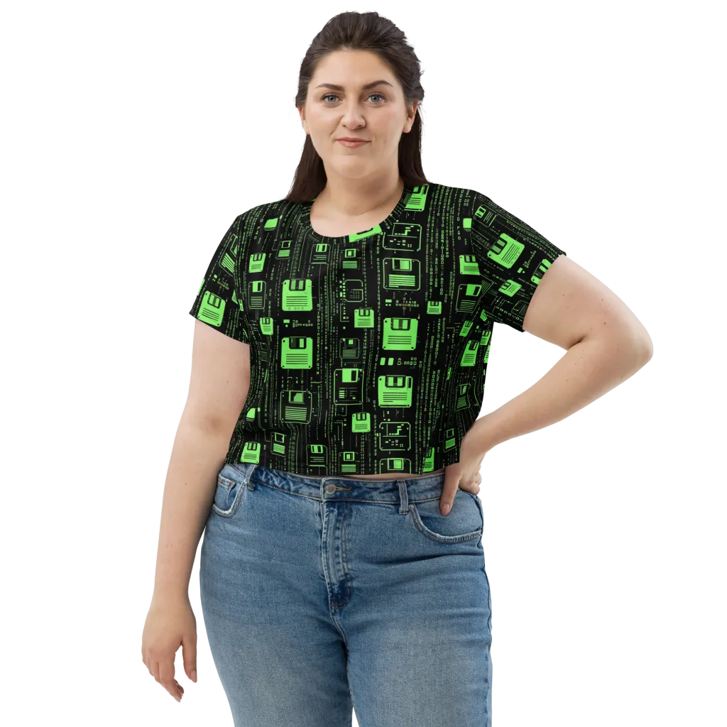 Neon Archive on Crop Tee — Front