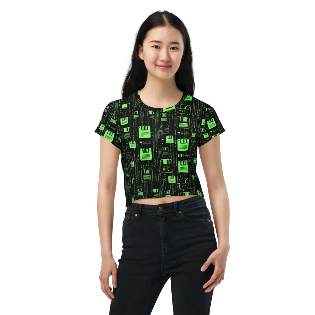 Neon Archive on Crop Tee — Front