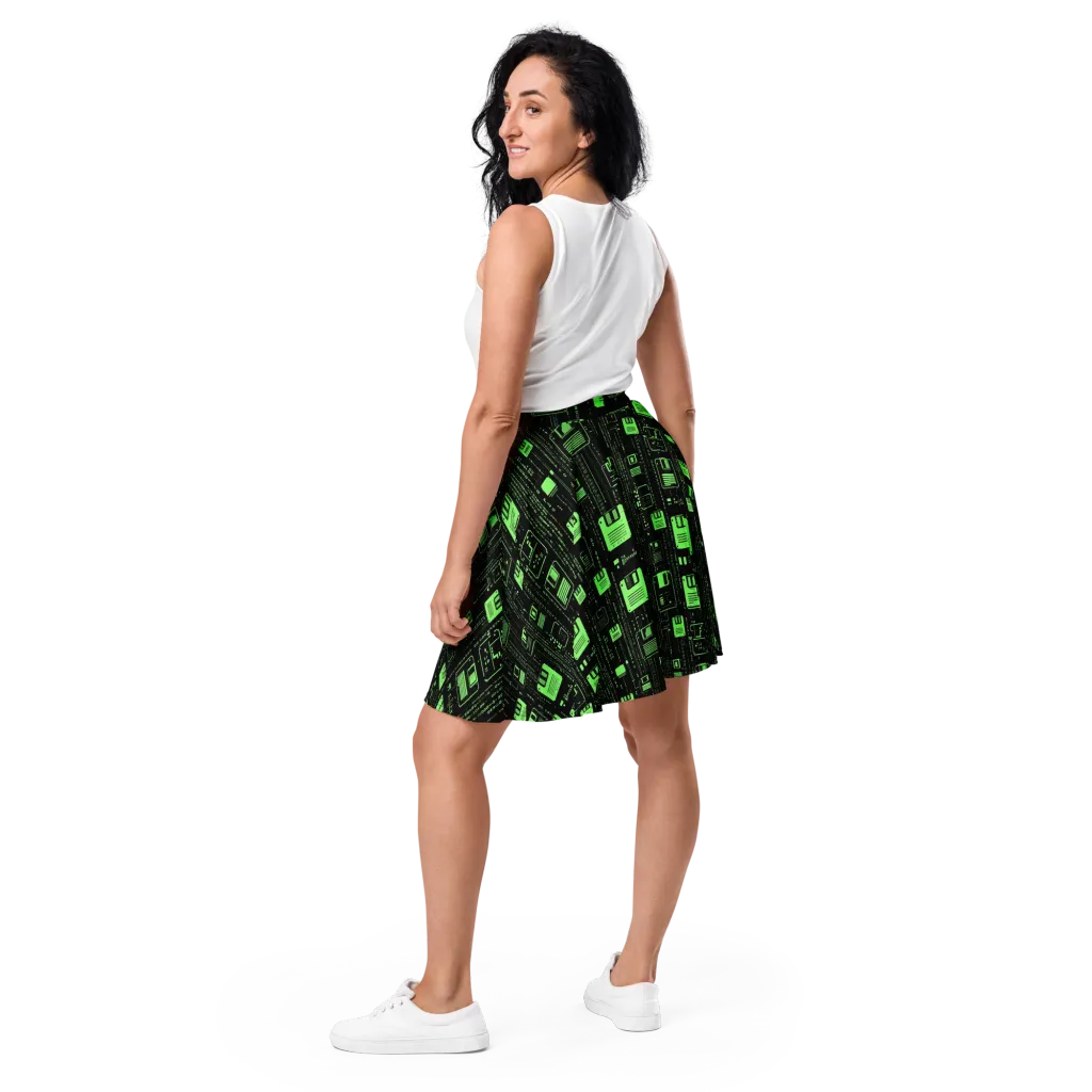 Neon Archive on Skater Skirt — Back