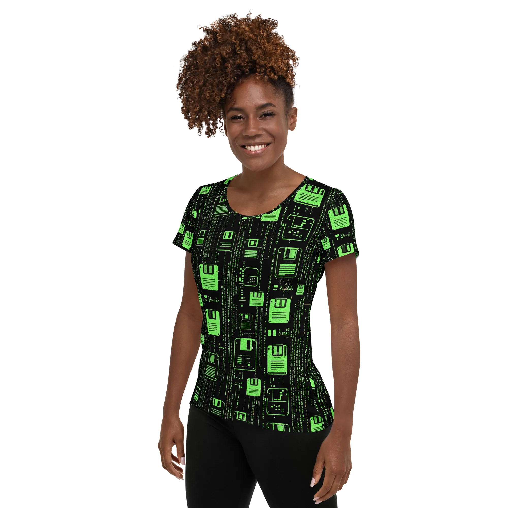 Neon Archive on Women's Athletic T-Shirt — Left