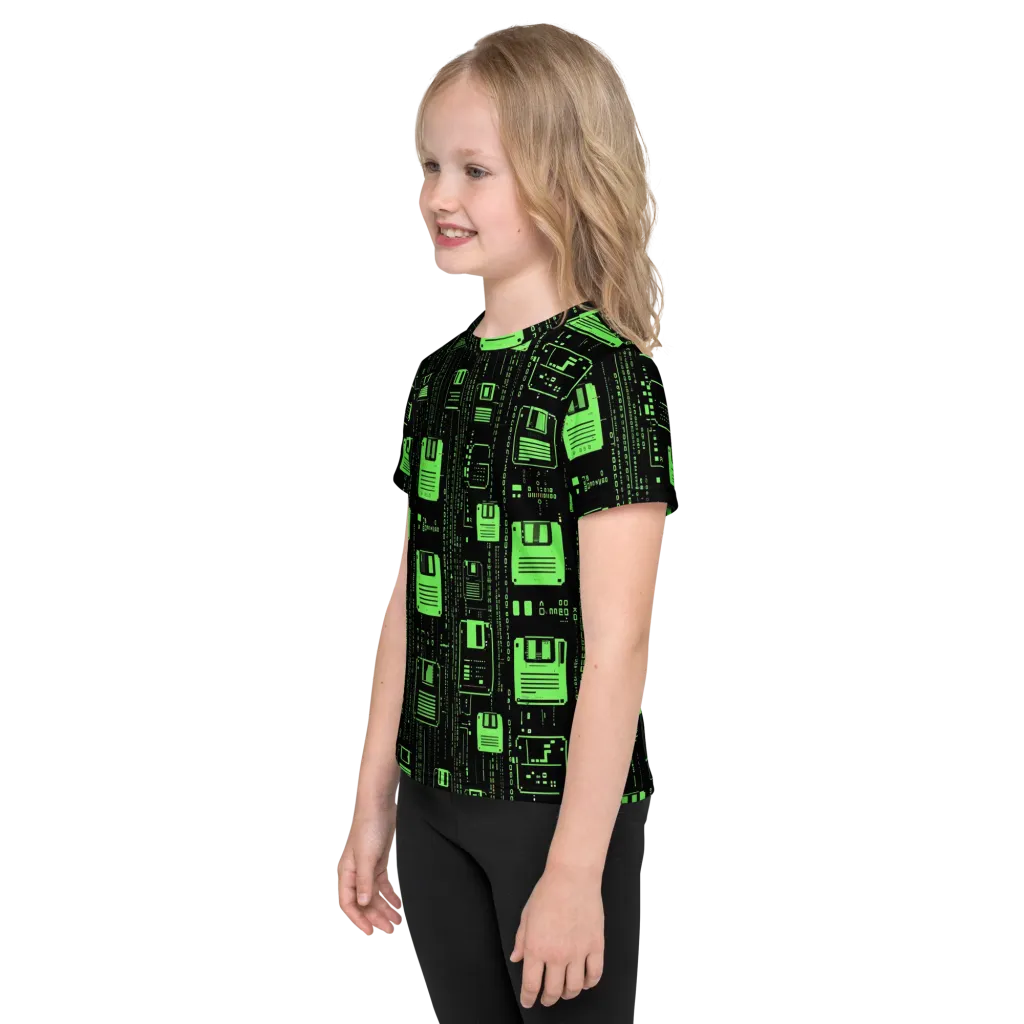 Neon Archive on Kids Crew Neck T-Shirt — Left