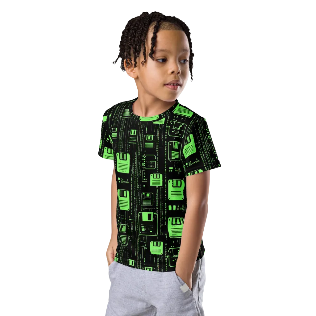 Neon Archive on Kids Crew Neck T-Shirt — Left Front