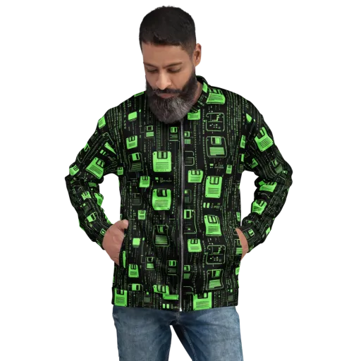 Neon Archive on a Bomber Jacket
