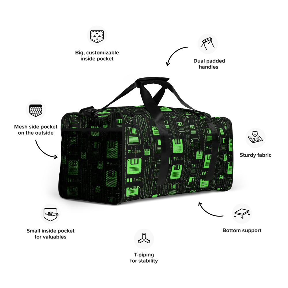 Neon Archive on Duffle Bag — Right Front