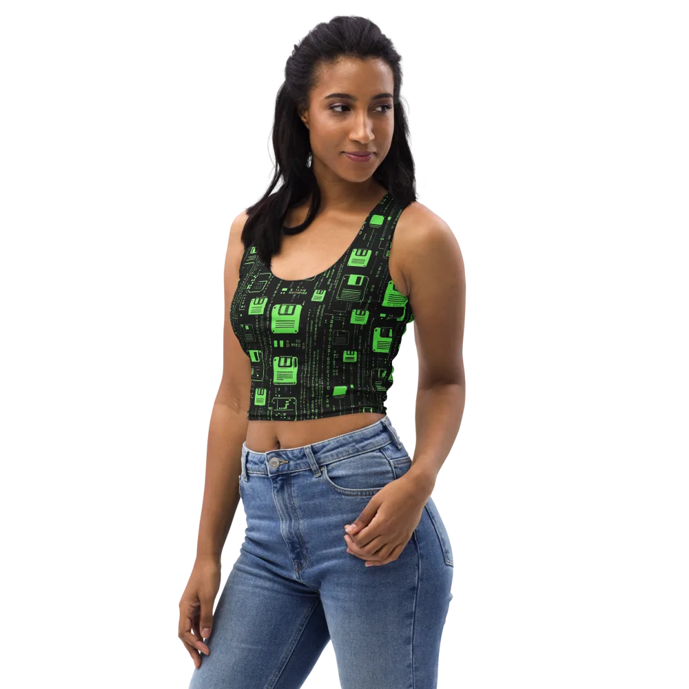 Neon Archive on Crop Top — Left Front