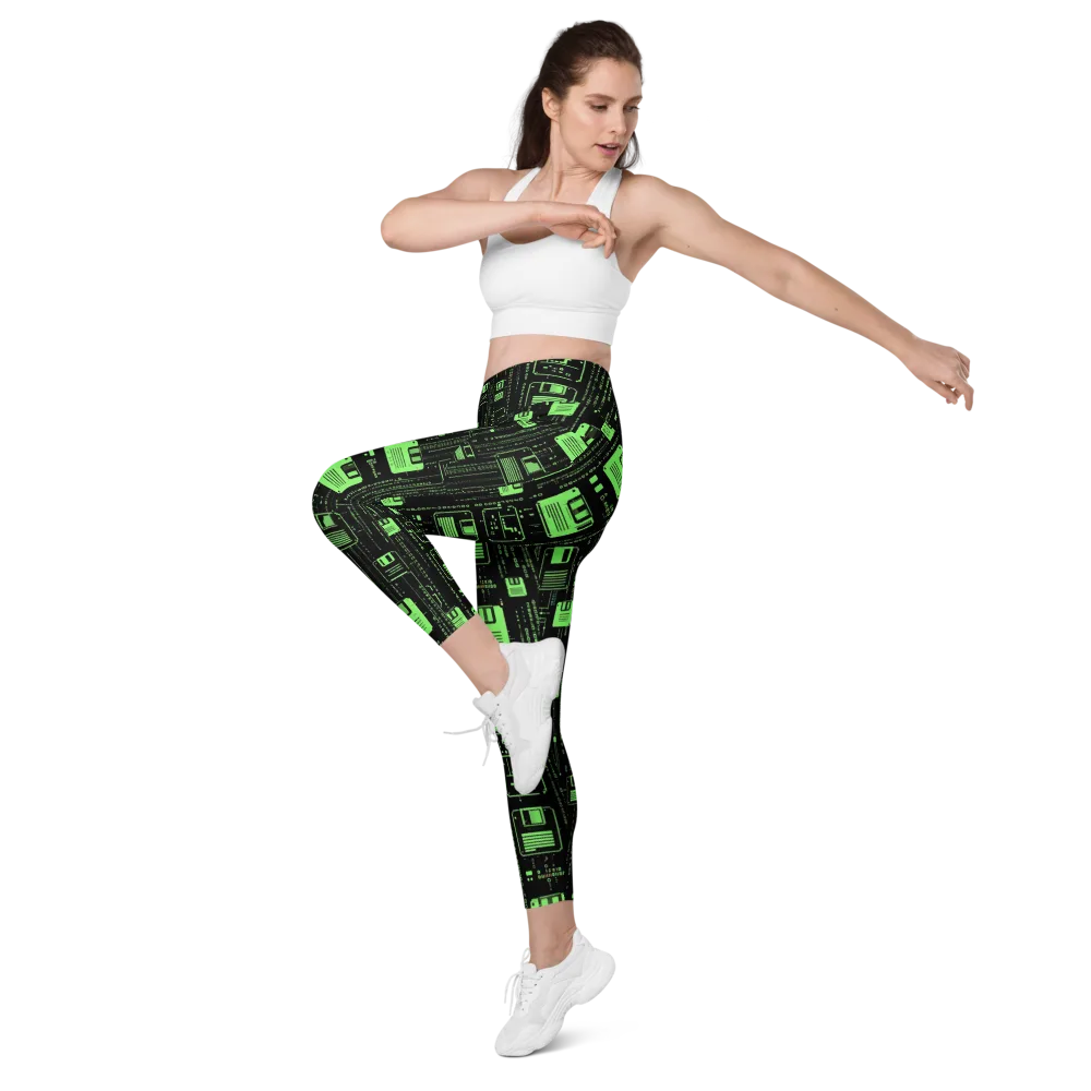 Neon Archive on Leggings with Pockets — Left Front