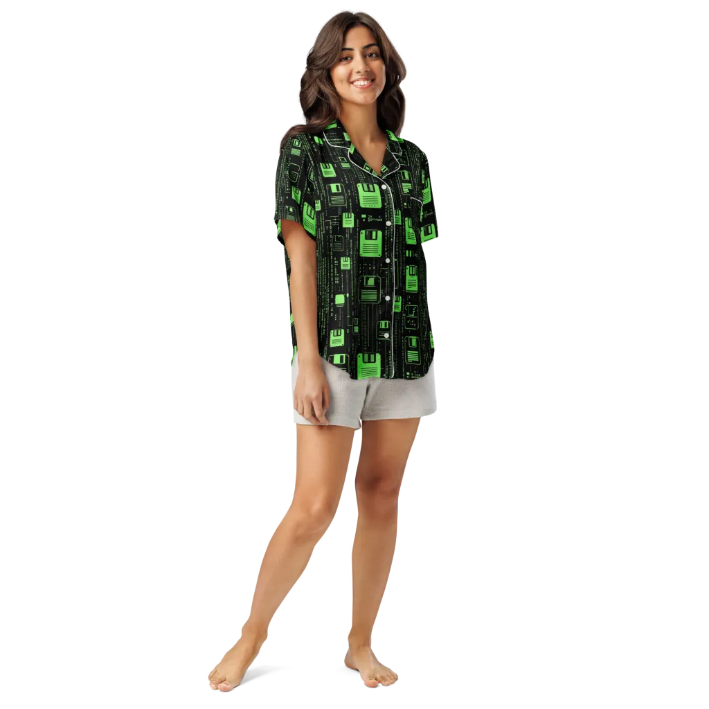 Neon Archive on Women's Short Sleeve Pajama Top — Front