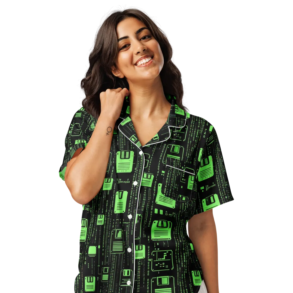 Neon Archive on Women's Short Sleeve Pajama Top — Front