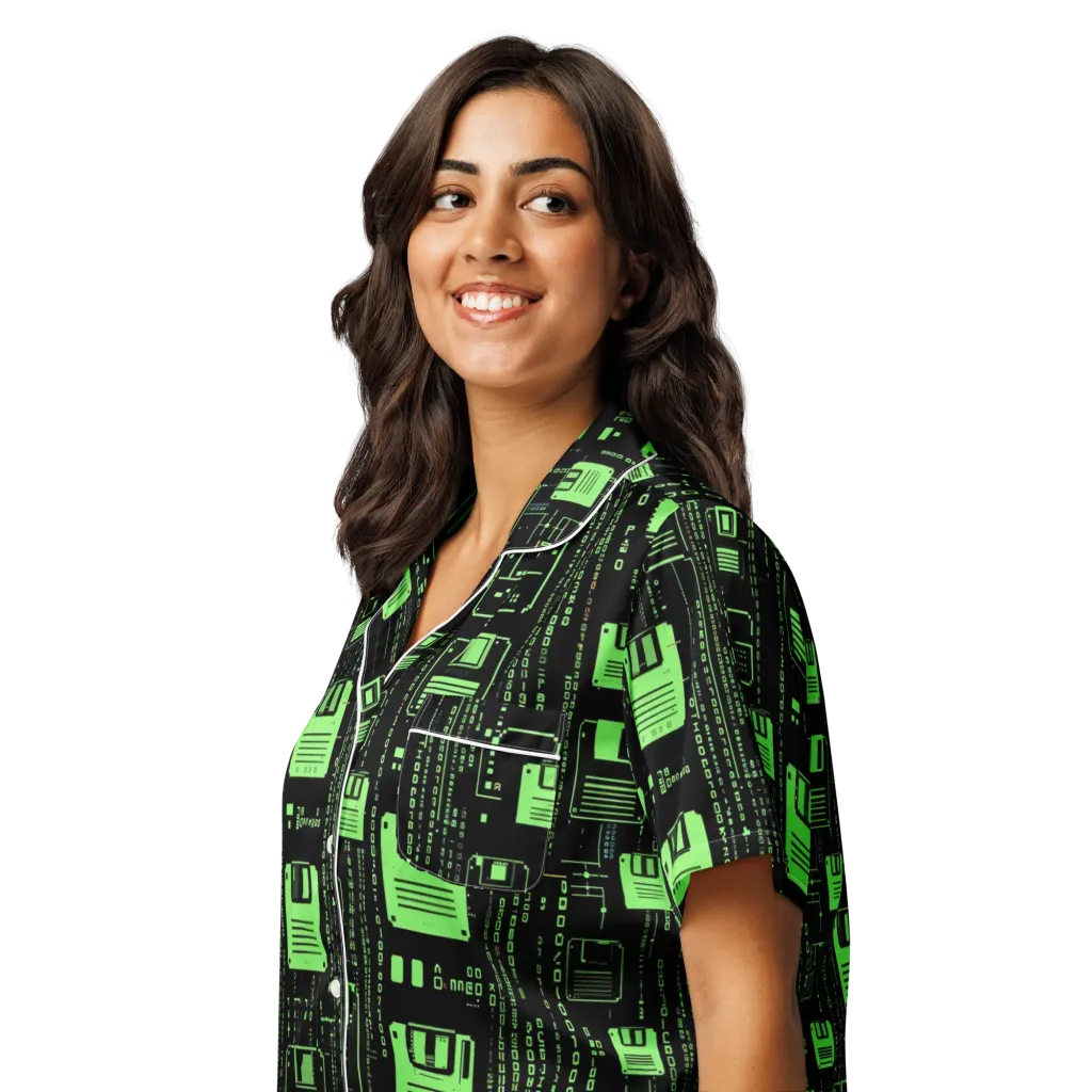 Neon Archive on Women's Short Sleeve Pajama Top — Left Front