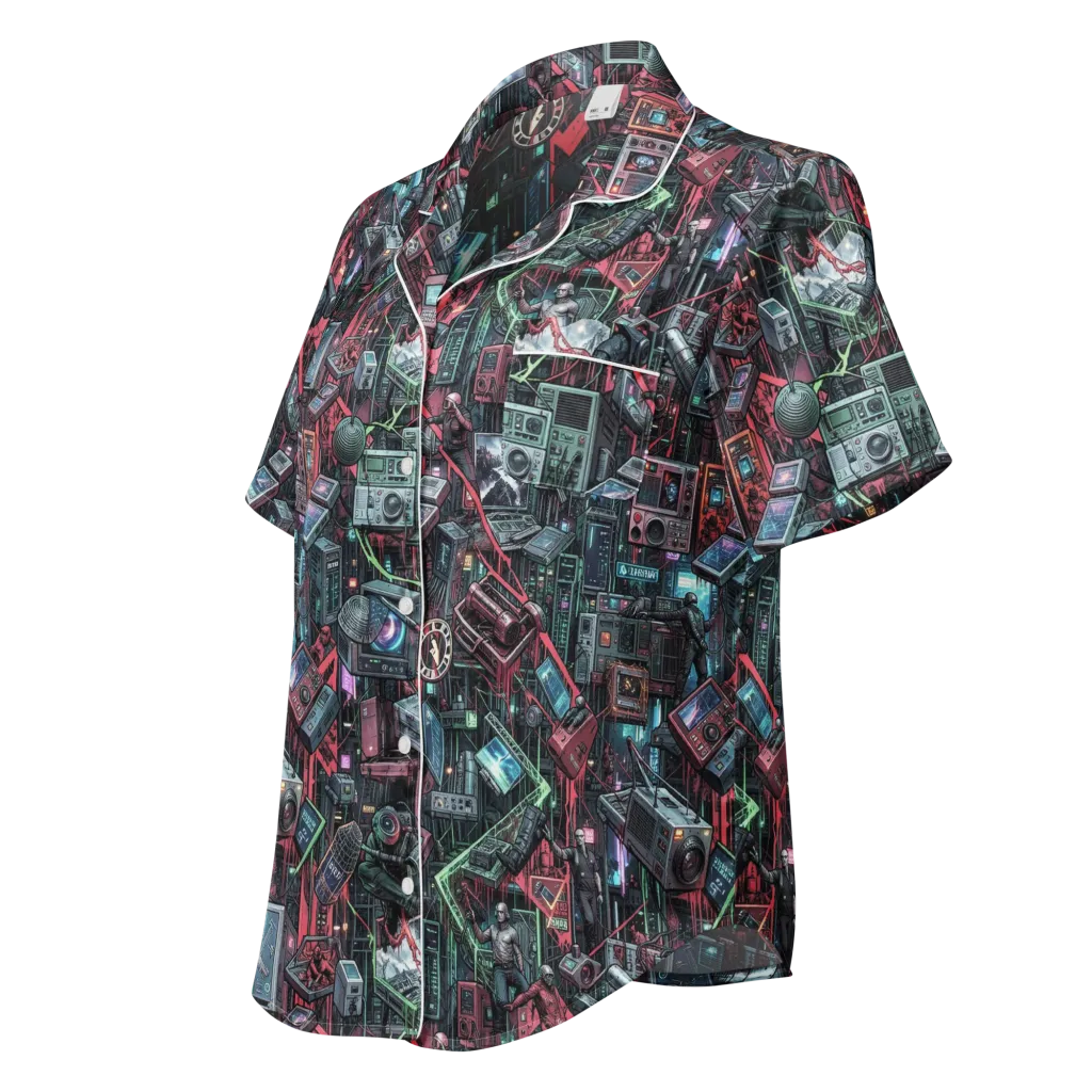 Circuit Catacomb on Women's Short Sleeve Pajama Top — Left Front