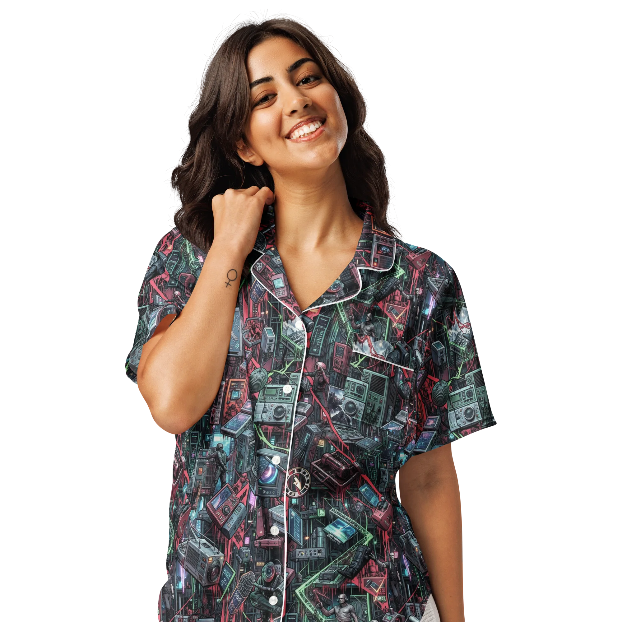 Circuit Catacomb on Women's Short Sleeve Pajama Top — Front
