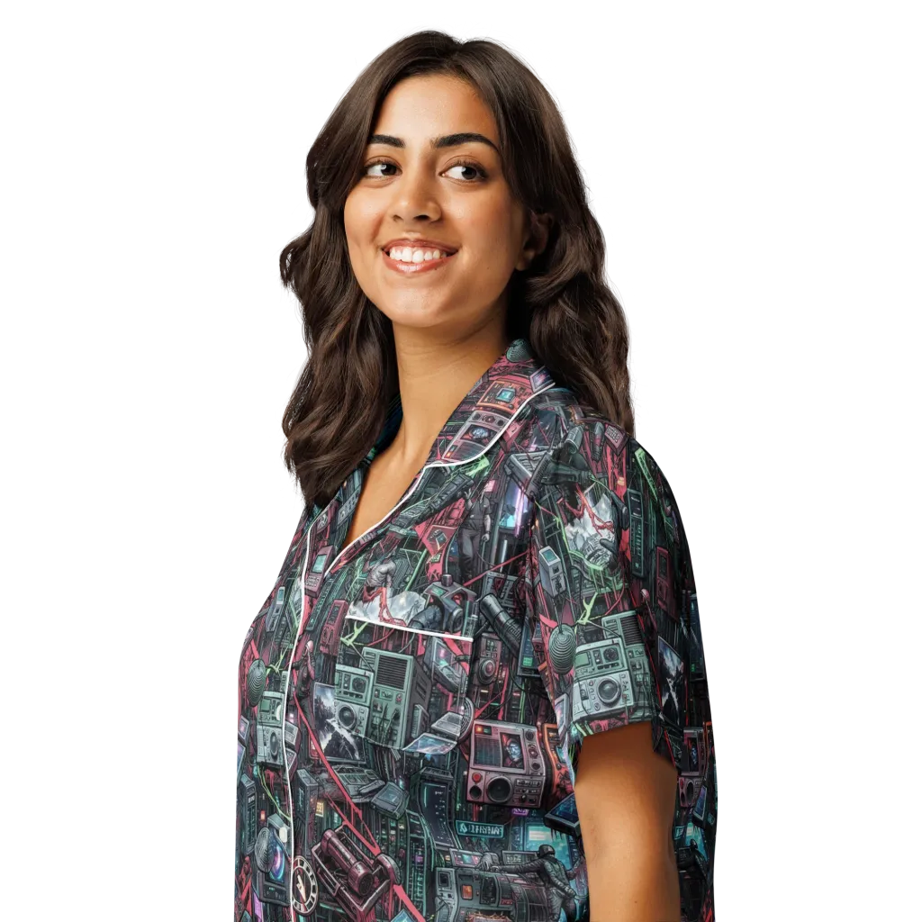 Circuit Catacomb on Women's Short Sleeve Pajama Top — Left Front