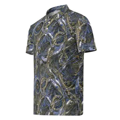 Chrome Shrimp on a Men's Slim Fit Polo Shirt