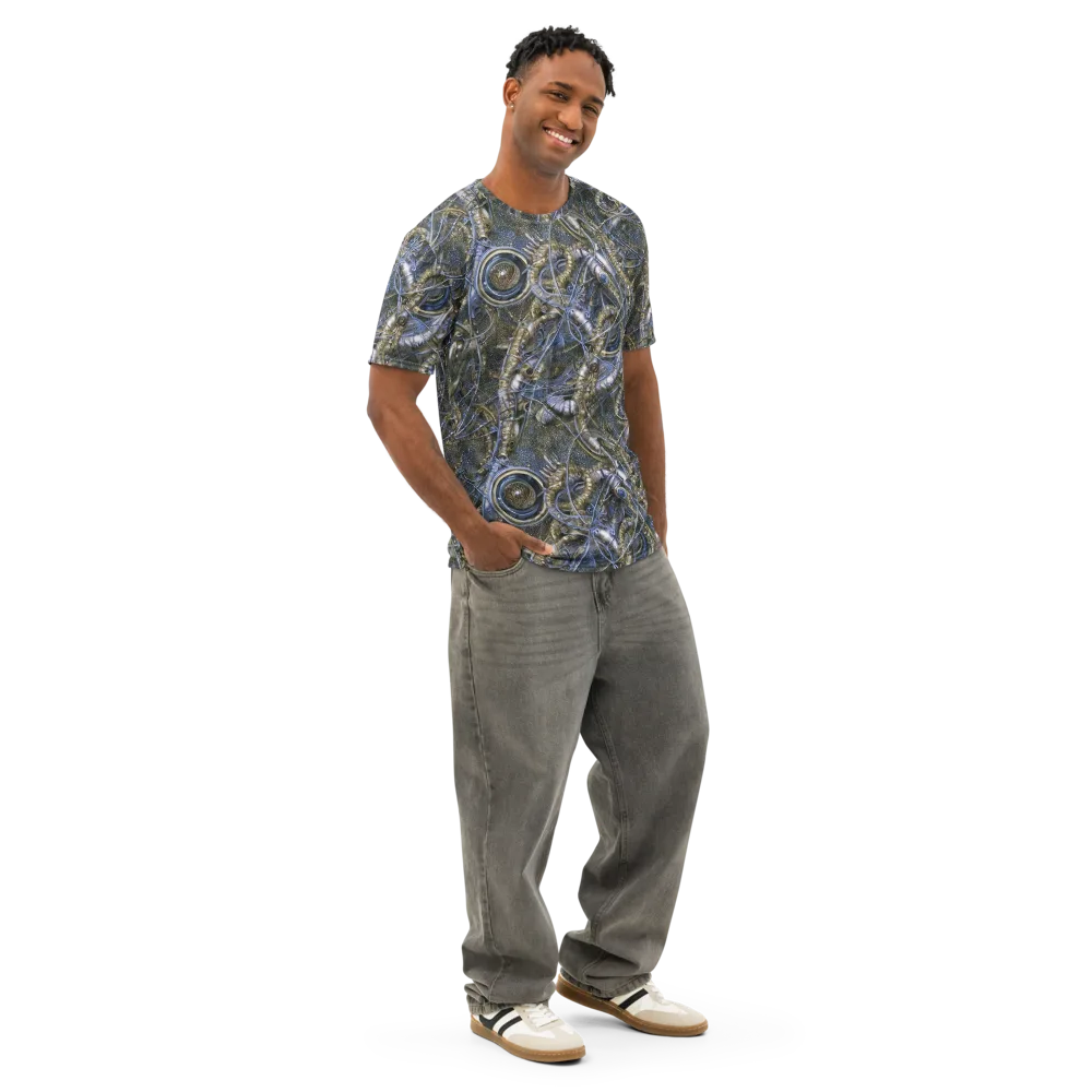 Chrome Shrimp on Men's Cotton Crew Neck T-Shirt — Right Front