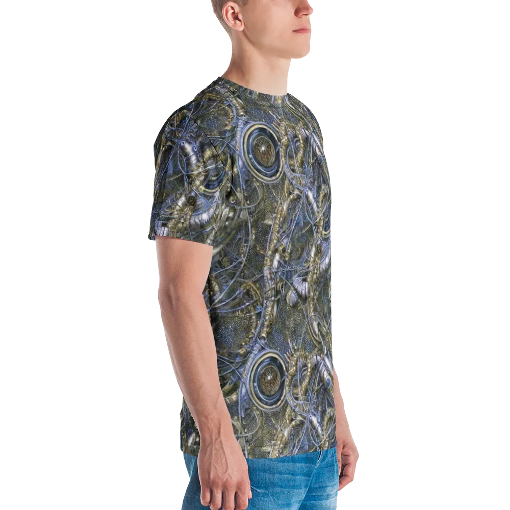 Chrome Shrimp on Men's Crew Neck T-Shirt — Right