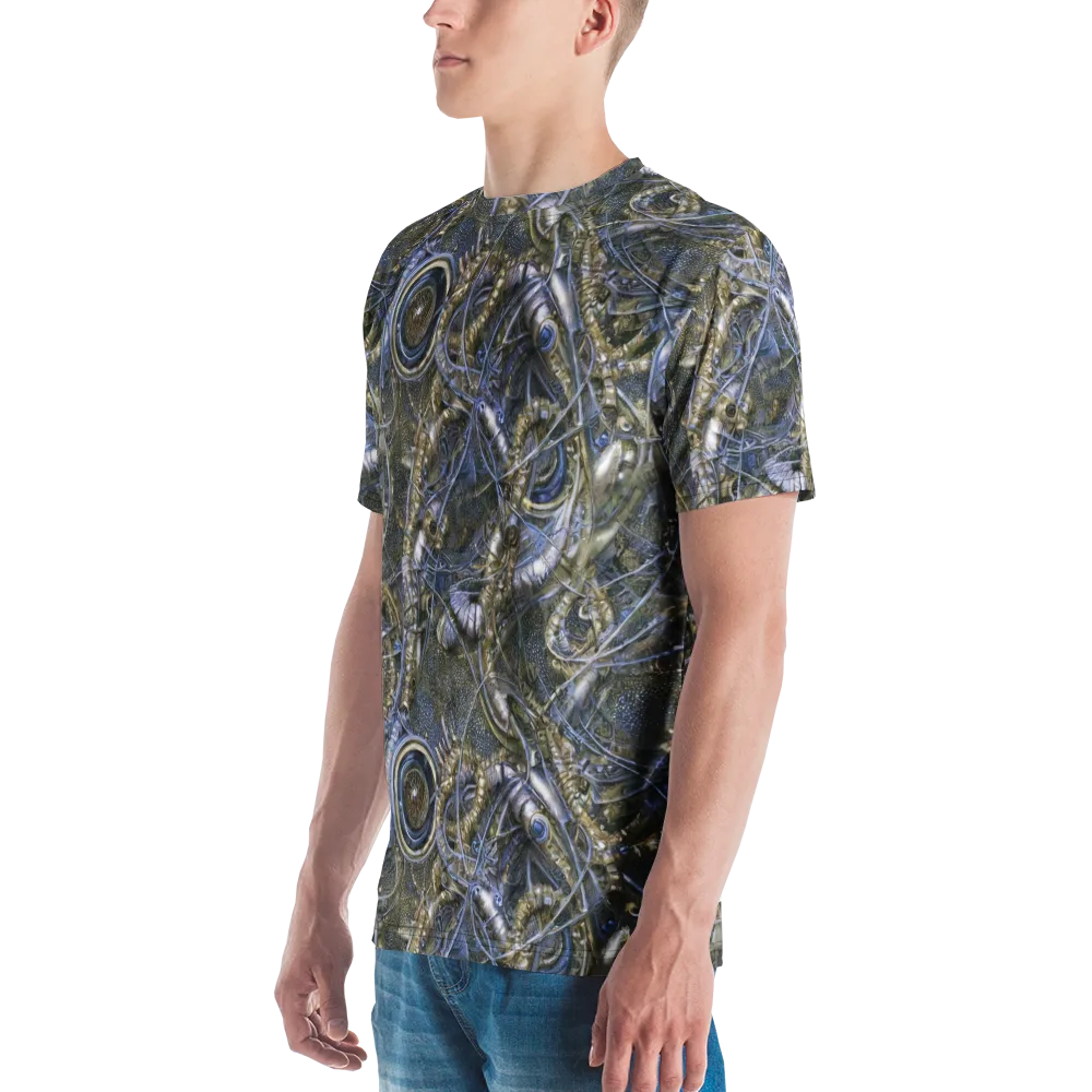 Chrome Shrimp on Men's Crew Neck T-Shirt — Left