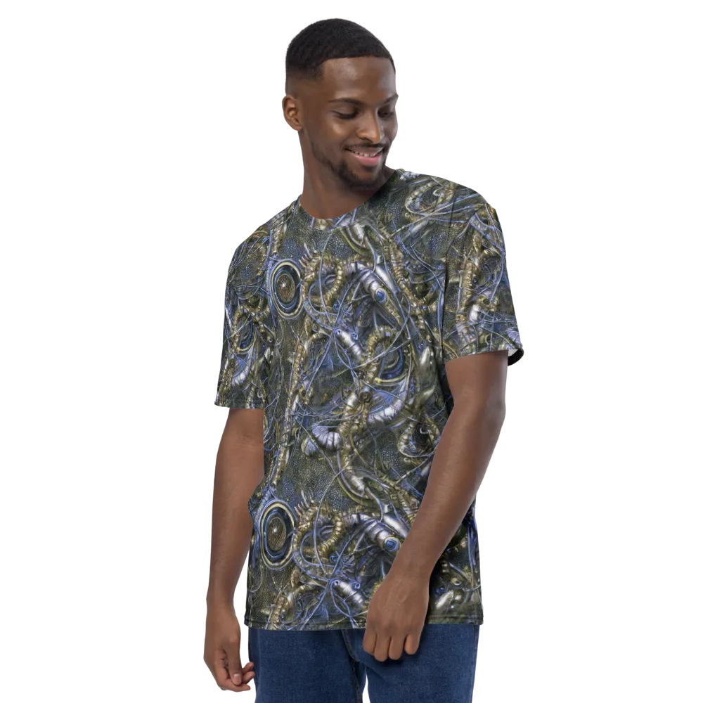 Chrome Shrimp on Men's Crew Neck T-Shirt — Left