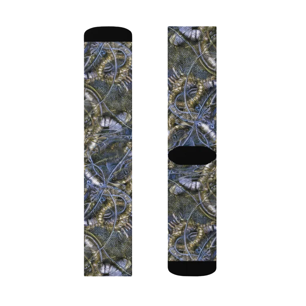 Chrome Shrimp on Socks — Left Sock