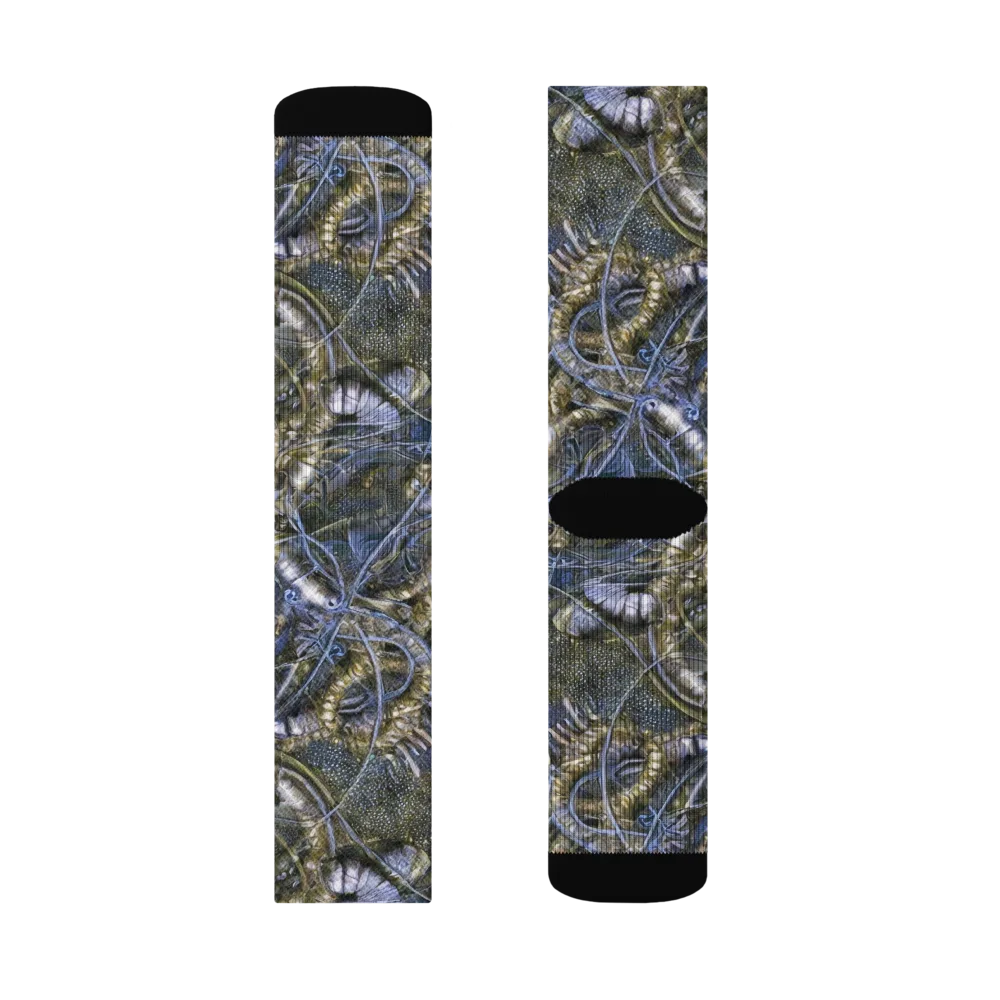 Chrome Shrimp on Socks — Right Sock