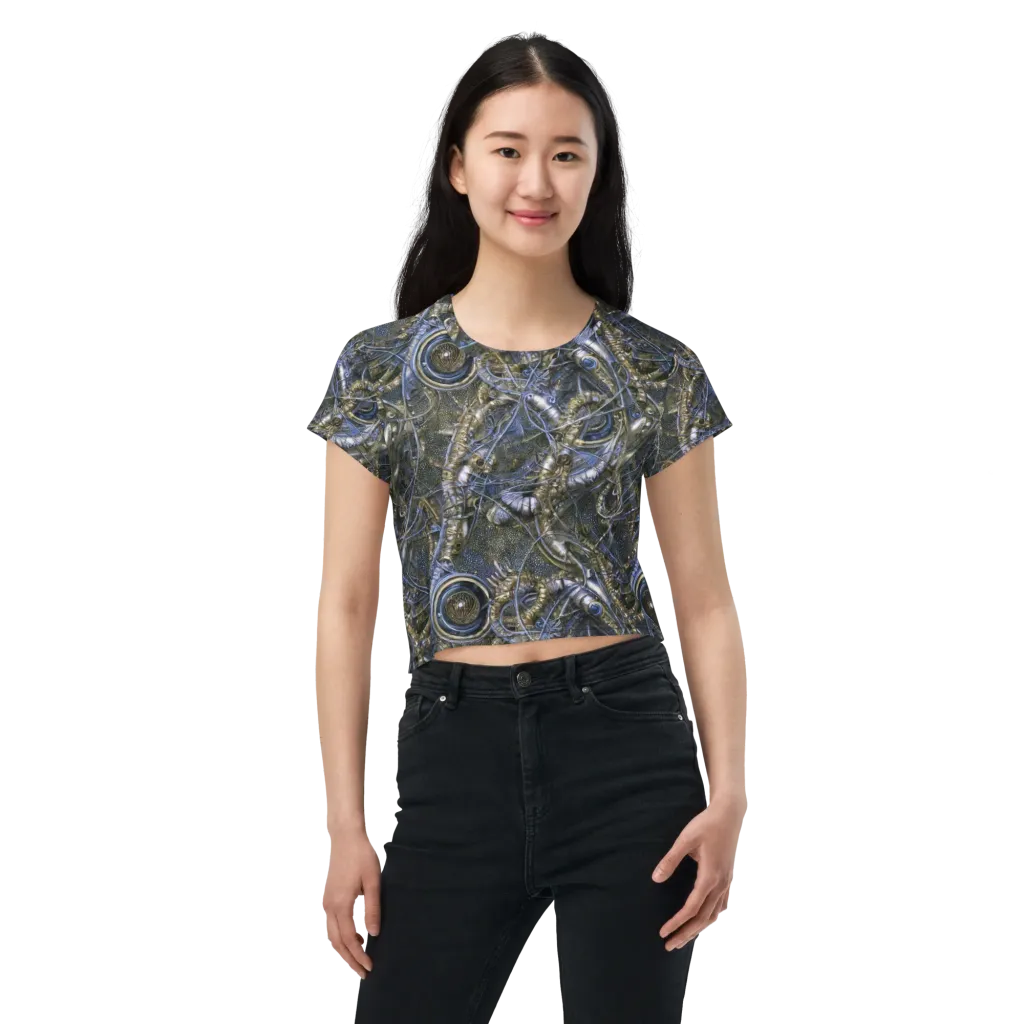 Chrome Shrimp on Crop Tee — Front