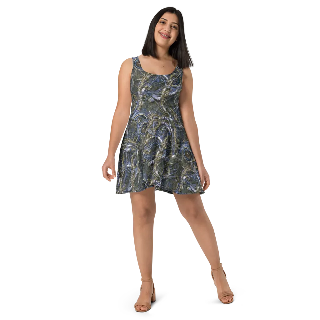 Chrome Shrimp on Skater Dress — Front