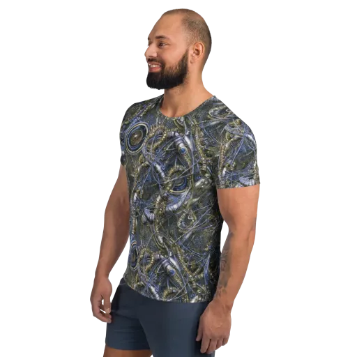 Chrome Shrimp on a Men's Athletic T-Shirt