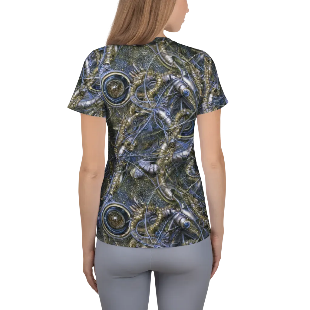 Chrome Shrimp on Women's Athletic T-Shirt — Back
