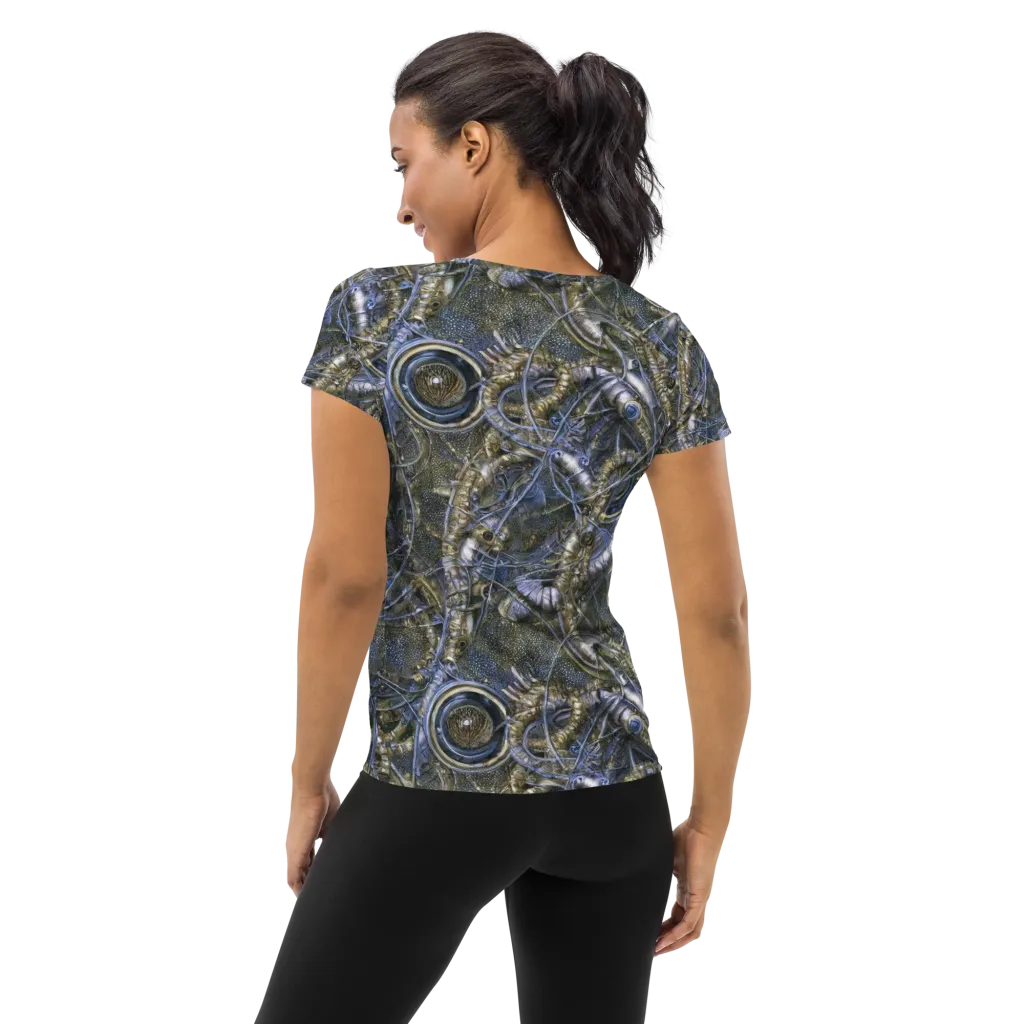 Chrome Shrimp on Women's Athletic T-Shirt — Back