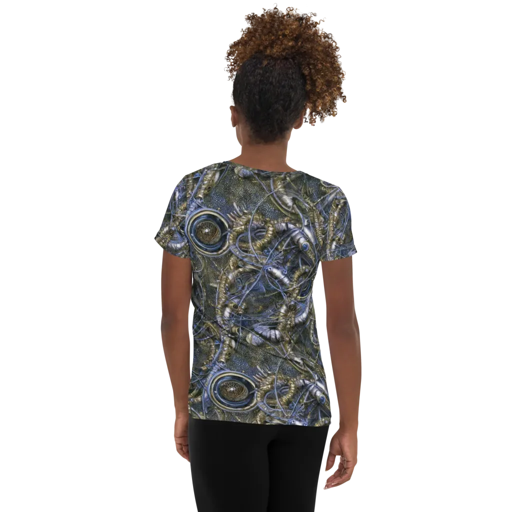Chrome Shrimp on Women's Athletic T-Shirt — Back