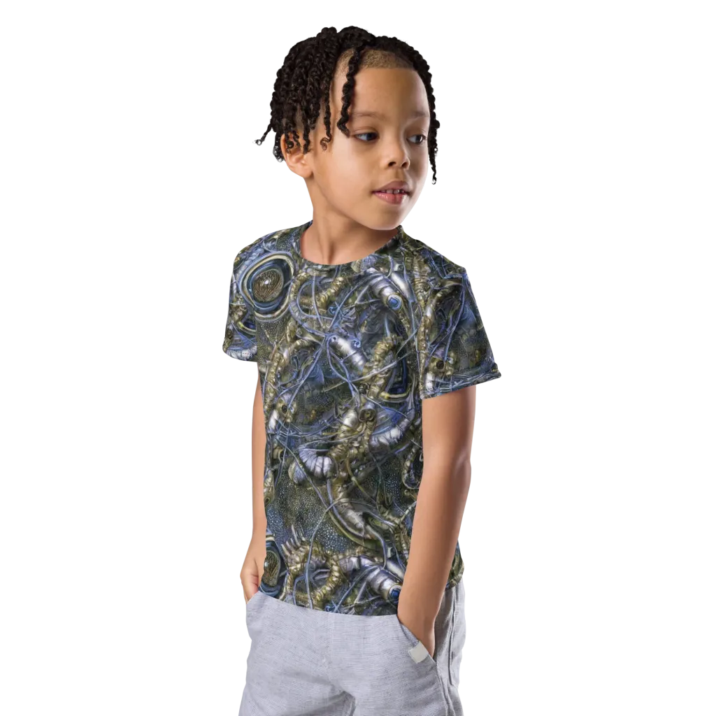 Chrome Shrimp on Kids Crew Neck T-Shirt — Left Front