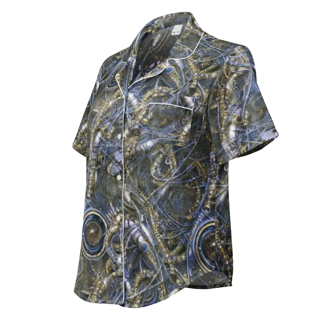 Chrome Shrimp on Women's Short Sleeve Pajama Top — Left Front